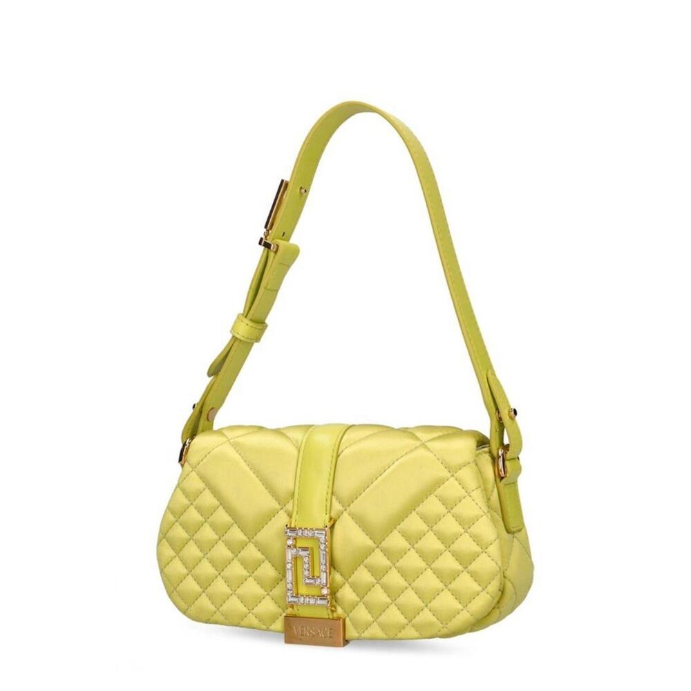 BNWT Versace Mini Greca Goddess Quilted Satin Top Handle Bag, Yellow $1,725 - Picture 3 of 6